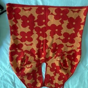 Red and Orange Floral Patterned Skirt